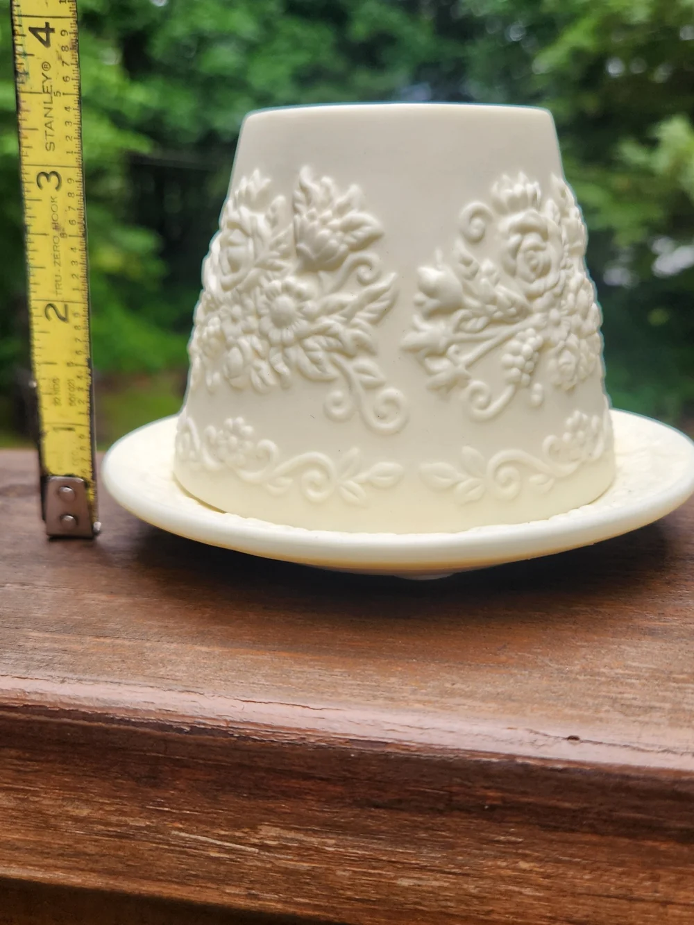 Yankee Candle Bisque Porcelain Floral Shade & Matching Underplate For Small Jar